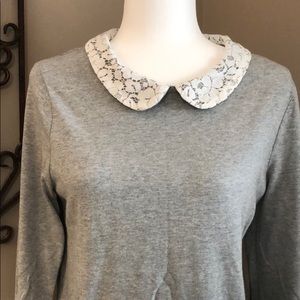 Gap Gray 3/4 Sleeve With Lace Collar